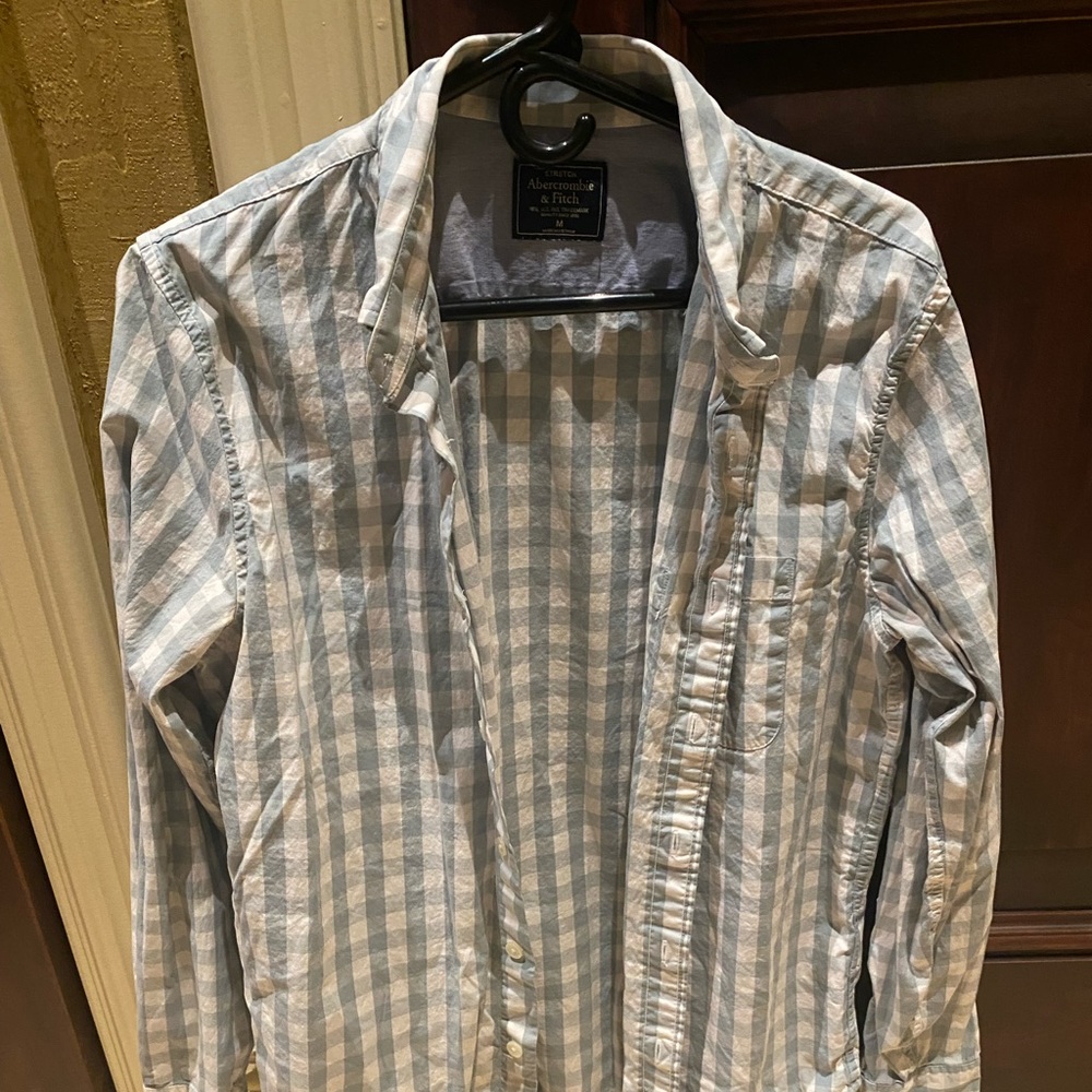 Men’s Abercrombie and Fitch LS Polo Cyan Size M